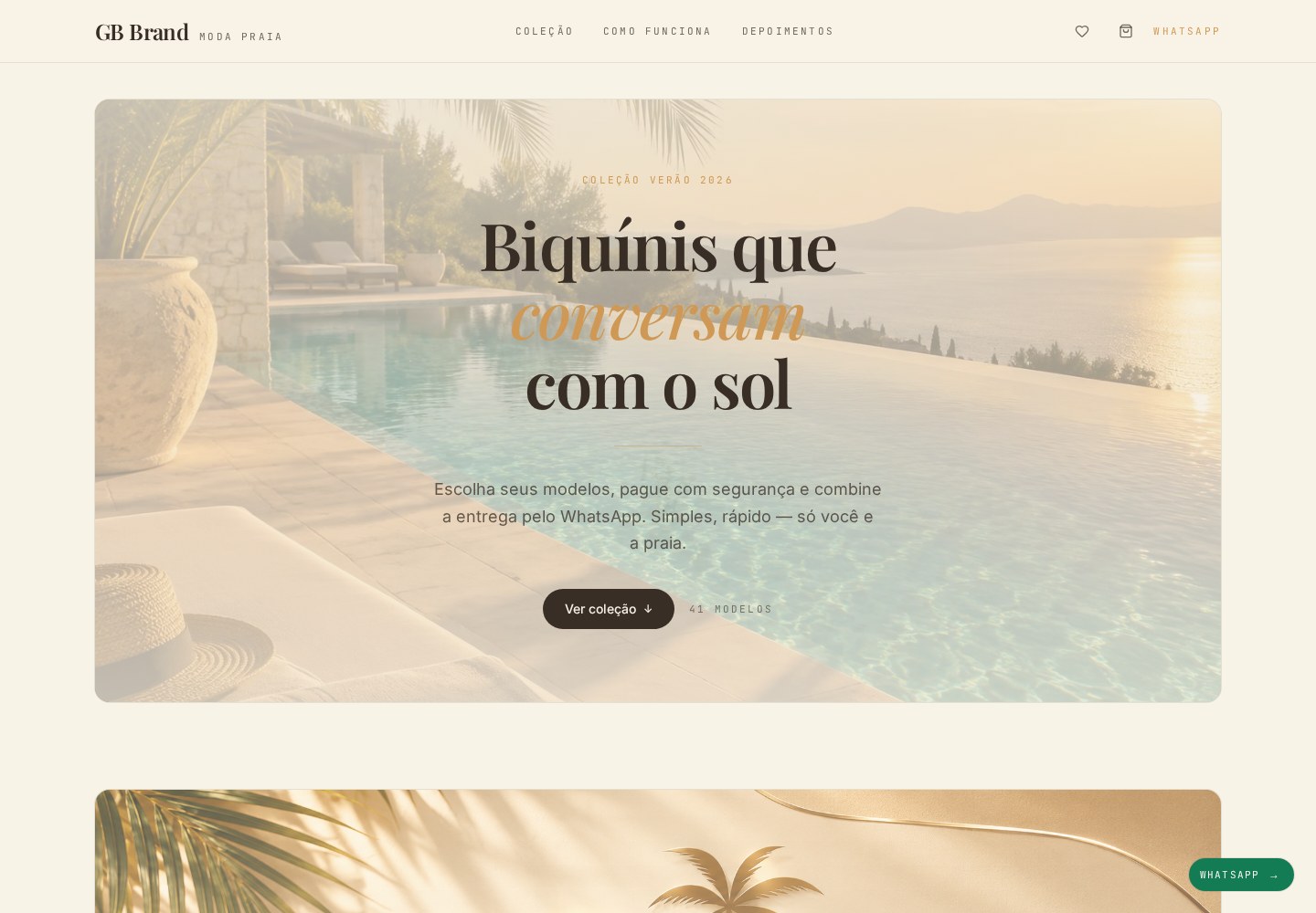 Prévia do catálogo GB Brand com coleção de moda praia